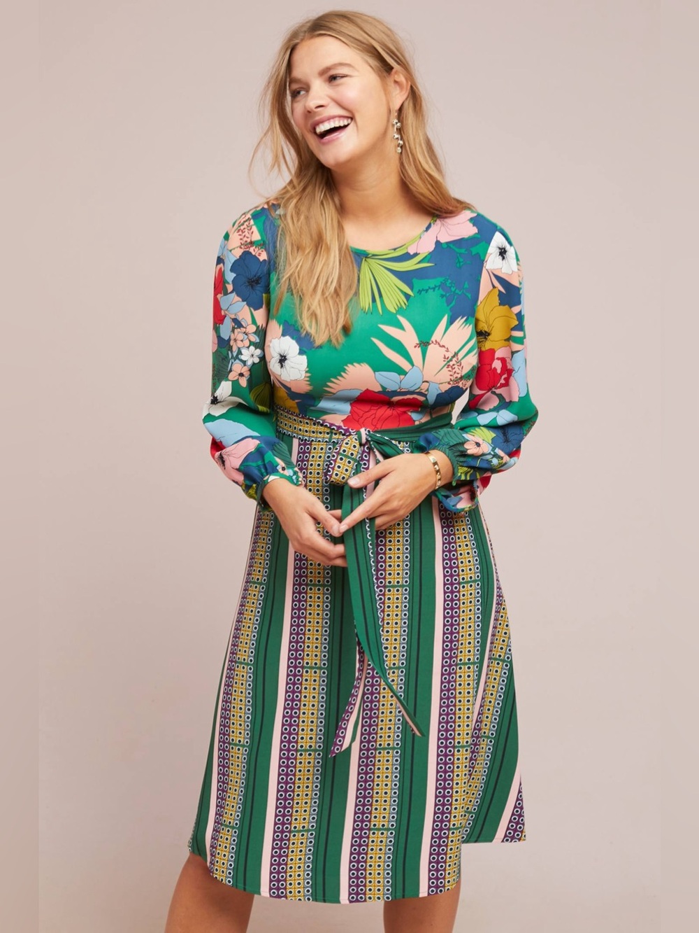 NWT Size 2 Anthropologie Lucia floral striped dress